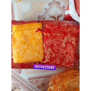 túi gấm đỏ long phụng kt 7×9cm đựng vòng tay, hạt đá