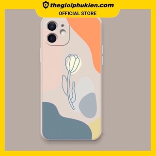 Ốp lưng iphone cạnh vuông phong cách hoa dành cho iphone 6 đến 14promax - E81