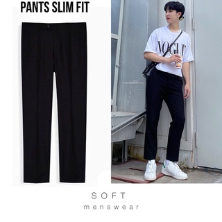 Quần vải line đen, quần tây nam Hàn Quốc dáng slimfit