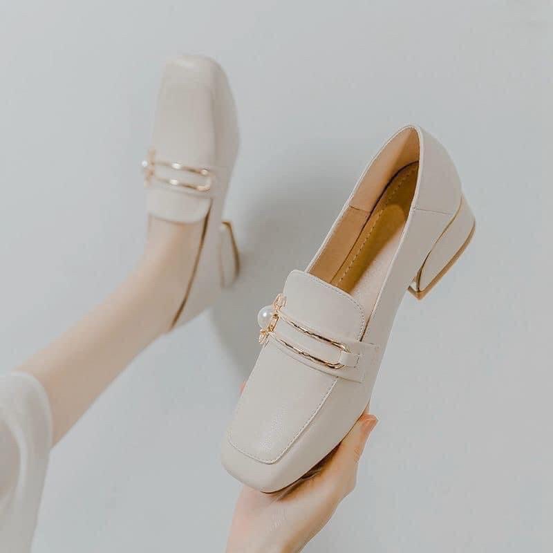 Giày bệt hài đính ngọc hai màu be , đen ( Hàng quảng châu )