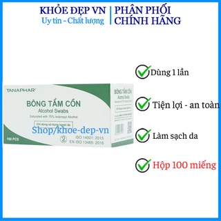 Hộp 100 bông tẩm cồn ALCOHOL SWABS sát khuẩn, sát trùng - HSD 2023 - CHUẨN BYT