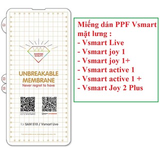 Miếng dán PPF phục hồi trầy xước Vsmart Live 4 / Vsmart Live / Vsmart Joy 4