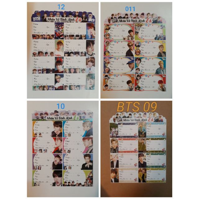 🍒 Nhãn vở BTS (16-24 nhãn/ xấp)