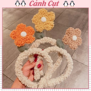 Bờm tóc  cute bông hoa nhún len lông cừu cute dễ thương,băng đô lò xo rửa mặt đáng yêu