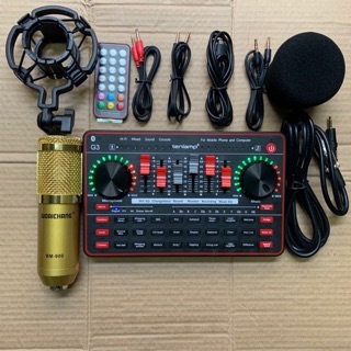 Combo thu âm livestream Sound Card G3 Bluetooth-Mic BM900 kèm dây live+lấy nhạc bh 12 t