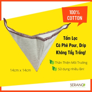 Phễu lọc cà phê/ trà kiểu pour/ drip với set 02 tấm vải lọc cà phê bằng vải không tẩy trắng, an toàn, dùng nhiều lần