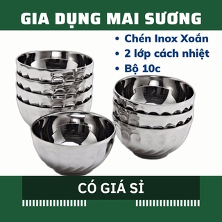 [Giá Sỉ] Bộ 10 Chén Inox Xoắn 2 Lớp Cách Nhiệt Loại Xịn