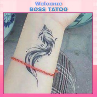 Hình xăm tatoo hồ ly đen. Xăm dán tatoo mini tạm thời, size <10x6cm
