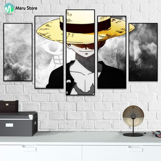 Tranh Treo Tường One Piece, 5 Bức Tranh, Ngang 1.5m, Cao 0.9m