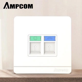 Mặt wallplate 2 cổng hình vuông cao cấp AMPCOM