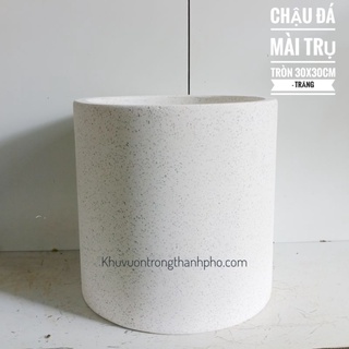 Chậu đá mài trụ tròn 30x30cm màu TRẮNG