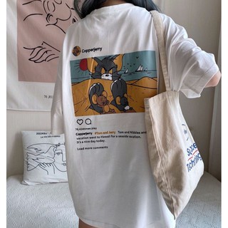 ÁO THUN, ÁO PHÔNG TAY LỠ UNISEX FORM RỘNG OVERSIZE MÈO VÀ CHUỘT M54
