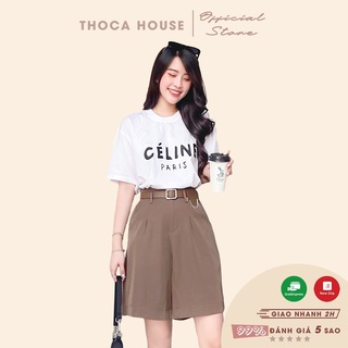 Quần lửng nữ ống rộng kèm thắt lưng kiểu xích THOCA HOUSE dễ phối đồ, hợp với mọi lứa tuổi, cực xinh cho bạn nữ