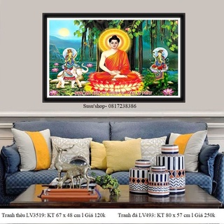 Tranh thêu Đức Phật Ngồi Góc Bồ Đề LV3519 (67 x 48 cm)