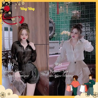 ANU162 - ÁO SƠ MI NỮ LỤA SỌC 4 MÀU DÀI TAY