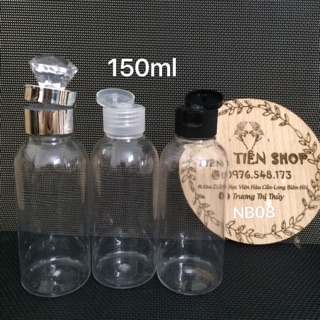 Chai nhựa trong dáng lùn 150ml nắp bật