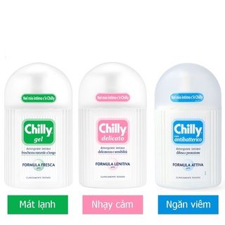 [HÀNG NHẬP KHẨU] Dung Dịch Vệ Sinh Phụ Nữ Chilly Gel / Chilly Delicato /Antibatterico Dịu Nhẹ, Se Se Lạnh, Bùng Tươi Mát
