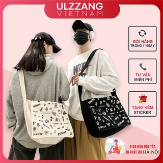 Túi đeo chéo tote vải canvas nam nữ đi học đi chơi size to, túi xách unisex đeo vai vải bố ulzzang thời trang rẻ đẹp