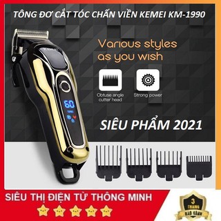 Tông Đơ Chấn Viền, Tăng Đơ Chuyên Nghiệp, Màn Hình LCD Kemei KM-1990 Siêu Phẩm 2021