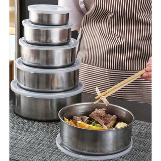 BỘ 5 BÁT INOX nhiều kích thước KÈM NẮP