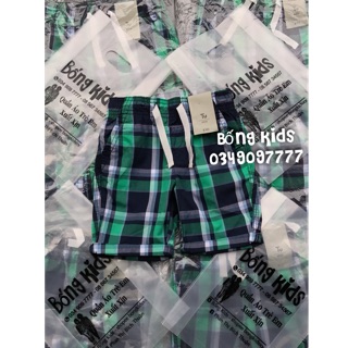 Quần Short Bé Trai Kẻ Ô Xanh Lá Đậm TU