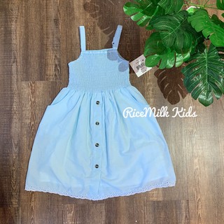 Váy Đầm Cho Bé Gái Xuất Xịn Smock Thêu Hoa Xanh Min