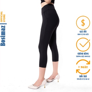 Quần Legging Nữ Bosimaz MS361 lửng túi trước màu đen cao cấp, thun co giãn 4 chiều, vải đẹp dày, thoáng mát.