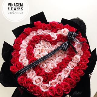 Quà tặng 8/3, Hoa sáp 20/10, noel, Valentine - Bó hoa sáp 99b kết tim, chữ