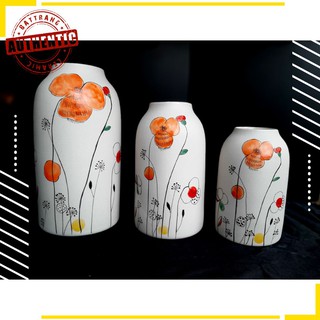 HOME DECOR - BỘ BÌNH GỐM TRỤ VẼ HOA CHO TRANG TRÍ NHÀ CỬA SẢN XUẤT TẠI XƯỞNG AUTHENTIC BAT TRANG