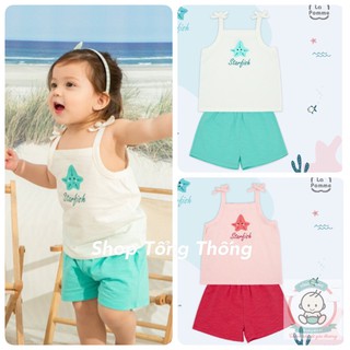 Bộ La Pomme Jacquard Cotton cao cấp thấm hút tốt siêu thoáng mát ba lỗ in sao biển đáng yêu bé trai bé gái WS001