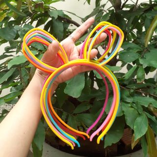 Bờm cài tóc tai thỏ nhựa mềm dẻo (được chọn màu)