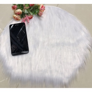 Thảm lông chụp ảnh hình TRÒN size 40cm và 80cm chụp ảnh chụp nail chụp đồng hồ chụp mỹ phẩm màu trắng màu xám