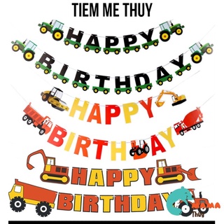 Dây chữ HAPPY BIRTHDAY trang trí sinh nhật chủ đề xe cho bé trai