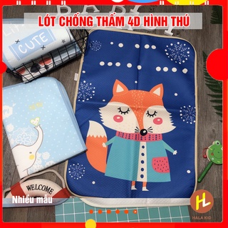 Lót chống thấm 4D HÌNH THÚ 1 mặt cotton, 2 lớp lưới chống thấm , thoải mái, an toàn khi sử dụng cho làn da bé