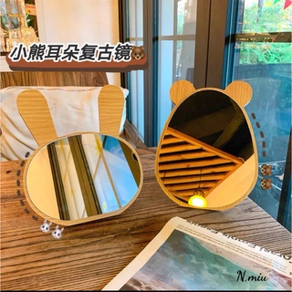 Gương trang điểm để bàn khung gỗ hoạt hình cute tai chuột thỏ