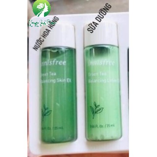 Cặp nước hoa hồng và sữa dưỡng INNISFREE Green Tea Balancing skin EX 25ml +Lotion EX 25ml (mini no box)