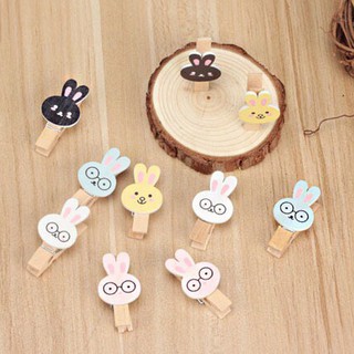 Bộ 10 kẹp gỗ mặt thỏ cute