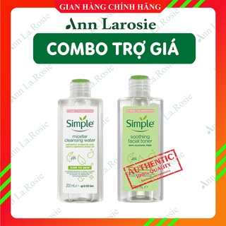Combo SIMPLE Nước Tẩy Trang Micellar 200ml + Nước Cân Bằng Da Dịu Nhẹ Soothing Facial Toner 200ml
