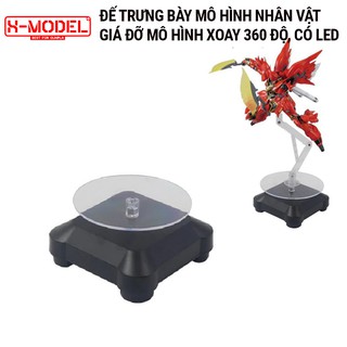 Đế trưng bày mô hình xay 360 độ có led, chạy bằng năng lượng mặt trời có thể sử dụng thêm pin có công tắc VT01 XMODEL