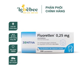 Viên ngậm chống sâu răng cho bé từ 0-6 tuổi ZENTIVA FLUORETTEN 0.25MG ( 300 viên)