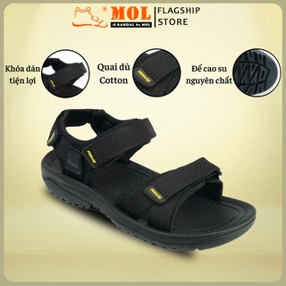Giày sandal nam hiệu Rova siêu bền quai ngang đế cao su quai dù đi làm đi học màu đen mã RV679