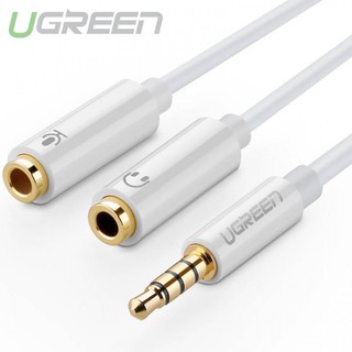 Dây chuyển âm thanh 3.5mm dương sang Jack Mic + Loa âm AV141 Ugreen 30618,30819 20CM
