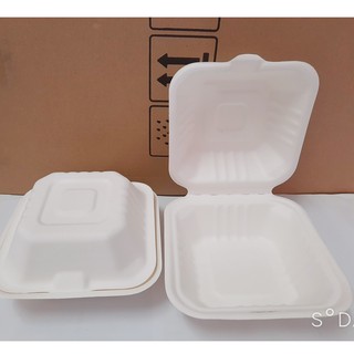 Hộp Bánh Bao,Hộp Xôi Dùng Một Lần Chất Liệu Bã Mía Phân Hủy (20 Cái/Dây)