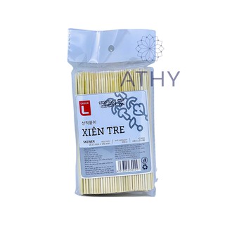 XIÊN TRE 200G 2.5X150MM, 285 cây xiên chiên nướng thịt cá viên, thanh tre xiêng đồ nướng, bịch tăm lớn xuyên thịt