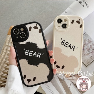 Ốp Điện Thoại TPU Mềm Phối Da Mặt Nhám Họa Tiết Gấu Nâu / Thỏ Kiểu Hàn Quốc Cho Iphone 11 7Plus 13 12 11 Pro Max X XS 12 13 XR