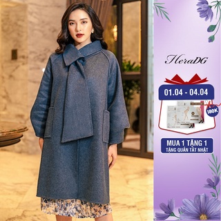 Áo khoác dạ nữ khâu tay cổ nơ HeraDG - WAM20004