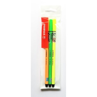 Bộ 3 Bút lông STABILO Pen 68 1.0mm màu dạ quang vàng + cam + xanh lá (PN68-C3NA)