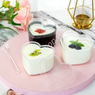 10 cốc mica đựng Mousse, Tiramisu hình TIM kèm nắp