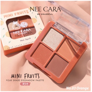 [Thailand] Phấn Mắt Nee Cara Mini Fruits 4 Ô Màu Hàng Lỗi Nhẹ
