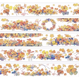 (Chiết theo chu kỳ) Băng dính washi tape cỏ may mắn Hemline of Carpo Leaves CHU KÌ 90 CM